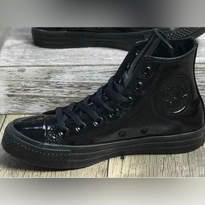 Black converse high top glossy